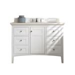 Palisades 48IN Single Vanity Bright White w/ 3 CM Eternal Jasmine Pearl Silestone Top