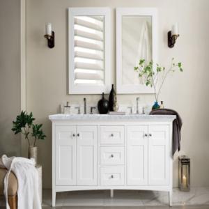 Palisades 72IN Double Vanity Bright White w/ 3 CM Carrara Marble Top