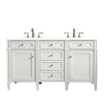 Brittany 60IN Double Vanity Bright White w/ 3 CM White Zeus Silestone Top