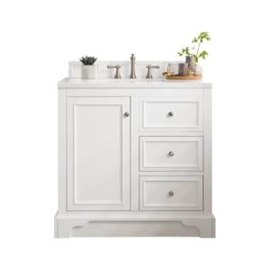 De Soto 36IN Single Vanity Bright White w/ 3 CM Eternal Jasmine Pearl Silestone Top