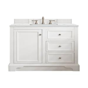 De Soto 36IN Single Vanity Bright White w/ 3 CM Ethereal Noctis Silestone Top