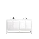 Athens 72IN Double Vanity Glossy White w/ 3 CM White Zeus Silestone Top