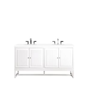 Athens 72IN Double Vanity Glossy White w/ 3 CM White Zeus Silestone Top