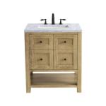 Breckenridge 30IN Single Vanity Light Natural Oak w/ 3 CM Carrara Marble Top