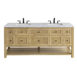 Breckenridge 72IN Double Vanity Light Natural Oak w/ 3 CM Carrara Marble Top
