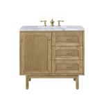 Laurent 36IN Single Vanity Light Natural Oak w/ 3 CM Carrara Marble Top