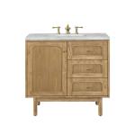Laurent 36IN Single Vanity Light Natural Oak w/ 3 CM Victorian Silver Top