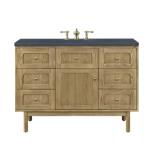 Laurent 48IN Single Vanity Light Natural Oak w/ 3 CM Charcoal Soapstone Top