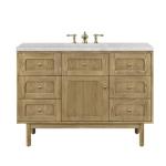 Laurent 48IN Single Vanity Light Natural Oak w/ 3 CM Eternal Jasmine Pearl Top