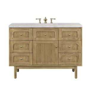 Laurent 48IN Single Vanity Light Natural Oak w/ 3 CM Eternal Jasmine Pearl Top