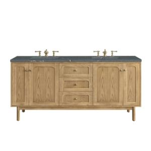 Laurent 72IN Double Vanity Light Natural Oak w/ 3 CM Parisien Bleu Top