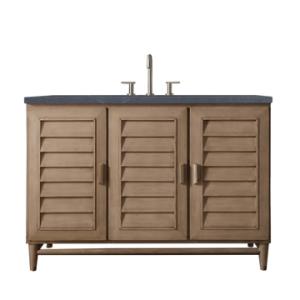 Portland 48IN Single Vanity Whitewashed Walnut w/ 3 CM Charcoal Soapstone Silestone Top