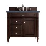 Brittany 36IN Single Vanity Burnished Mahogany w/ 3 CM Charcoal Soapstone Silestone Top