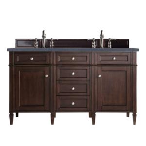 Brittany 60IN Double Vanity Burnished Mahogany w/ 3 CM Charcoal Soapstone Silestone Top