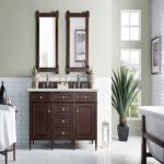 Brittany 60IN Double Vanity Burnished Mahogany w/ 3 CM Eternal Jasmine Pearl Silestone Top