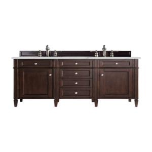 Brittany 60IN Double Vanity Burnished Mahogany w/ 3 CM Ethereal Noctis Silestone Top