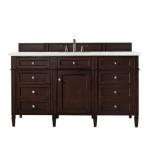 Brittany 60IN Single Vanity Burnished Mahogany w/ 3 CM Eternal Jasmine Pearl Silestone Top