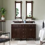 Brittany 72IN Double Vanity Burnished Mahogany w/ 3 CM Eternal Jasmine Pearl Silestone Top
