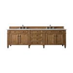 Brittany 72IN Double Vanity Saddle Brown w/ 3 CM Carrara Marble Top
