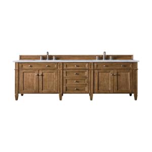 Brittany 72IN Double Vanity Saddle Brown w/ 3 CM Carrara Marble Top