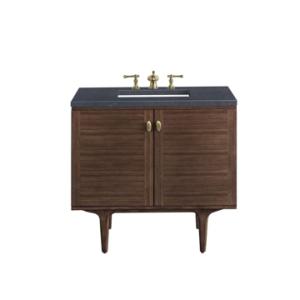 Amberly 36IN Single Vanity Mid-Century Walnut w/ 3 CM Charcoal Soapstone Top