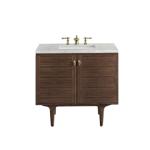 Amberly 36IN Single Vanity Mid-Century Walnut w/ 3 CM Eternal Jasmine Pearl Top