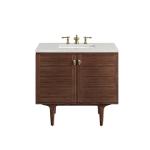 Amberly 36IN Single Vanity Mid-Century Walnut w/ 3 CM Lime Delight Top
