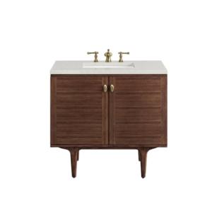 Amberly 36IN Single Vanity Mid-Century Walnut w/ 3 CM Lime Delight Top