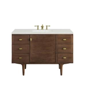 Amberly 48IN Single Vanity Mid-Century Walnut w/ 3 CM Lime Delight Top