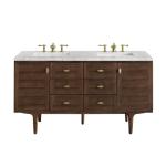 Amberly 60IN Double Vanity Mid-Century Walnut w/ 3 CM Eternal Jasmine Pearl Top