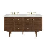 Amberly 60IN Double Vanity Mid-Century Walnut w/ 3 CM Lime Delight Top