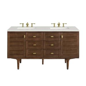 Amberly 60IN Double Vanity Mid-Century Walnut w/ 3 CM Lime Delight Top