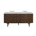Amberly 72IN Double Vanity Mid-Century Walnut w/ 3 CM Eternal Jasmine Pearl Top