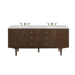 Amberly 72IN Double Vanity Mid-Century Walnut w/ 3 CM Ethereal Noctis Top
