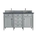 Brittany 60IN Double Vanity Urban Gray w/ 3 CM Charcoal Soapstone Silestone Top