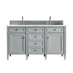 Brittany 60IN Double Vanity Urban Gray w/ 3 CM Eternal Jasmine Pearl Silestone Top