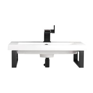 Two Boston 15.25IN Wall Brackets Matte Black w/ 20IN White Glossy Composite Stone Top