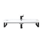 Two Boston 15.25IN Wall Brackets Matte Black w/ 31.5IN White Glossy Composite Stone Top