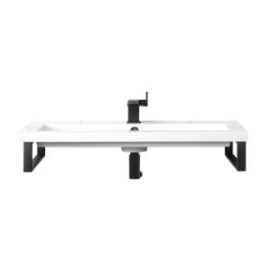 Two Boston 15.25IN Wall Brackets Matte Black w/ 31.5IN White Glossy Composite Stone Top