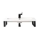 Two Boston 18IN Wall Brackets Matte Black w/ 23.6IN White Glossy Composite Stone Top