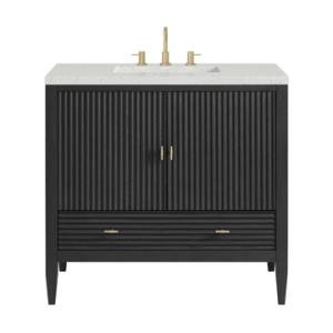 Myrrin 36IN Vanity Carbon Oak w/ 3 CM Lime Delight Silestone Top