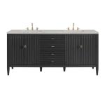Myrrin 72IN Double Vanity Carbon Oak w/ 3 CM Eternal Jasmine Pearl Silestone Top