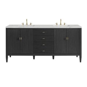 Myrrin 72IN Double Vanity Carbon Oak w/ 3 CM Ethereal Noctis Silestone Top