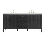 Myrrin 72IN Double Vanity Carbon Oak w/ 3 CM Lime Delight Silestone Top