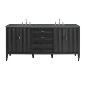 Myrrin 72IN Double Vanity Carbon Oak w/ 3 CM Parisien Bleu Silestone Top
