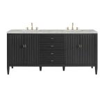 Myrrin 72IN Double Vanity Carbon Oak w/ 3 CM Victorian Silver Silestone Top