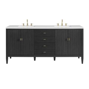 Myrrin 72IN Double Vanity Carbon Oak w/ 3 CM White Zeus Silestone Top