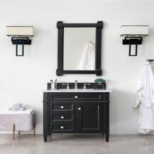 Brittany 30IN Single Vanity Black Onyx w/ 3 CM Carrara Marble Top