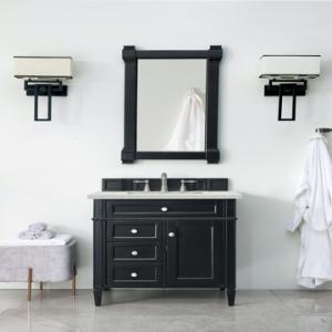 Brittany 30IN Single Vanity Black Onyx w/ 3 CM Eternal Jasmine Pearl Silestone Top