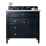 Brittany 36IN Single Vanity Black Onyx w/ 3 CM Eternal Jasmine Pearl Silestone Top
